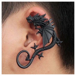 TseenYi Gothic Dragon Cuff Earring Black Dragon Wrap Earrings Vintage Dragon Cuff Crawler Wrap Earrings Punk Metal Dragon Wrap Climber Earrings Statement Animal Cuff Clip Earrings for Women