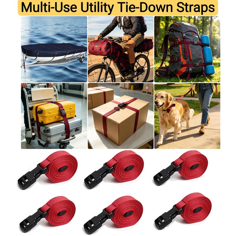 6 Pack 1" x 96" Boat Cover Tie Down Straps
