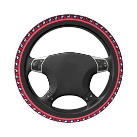 UESEU Steering Wheel Cover for Women Men Red Leopard Skin Animal Print Neoprene Steering Wheel Protector Universal Fit Most Car Sedans SUVs - 15 Inch