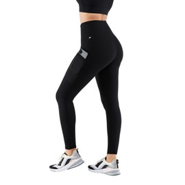 Fabletics Women's On-The-Go PowerHold® High-Waisted Legging, Maximum Compression, Flattering, S/Regular | 27, Black