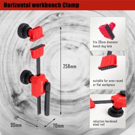 DuraSys Work Bench Dogs Clamp for Woodworking, 170 lbs Force 2 Pcs Horizontal Pull-Down Elements Vise, Quick 3/4" Dog Hole Workbench Tool for Garage