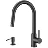 FORIOUS Black Kitchen Faucet with Pull Down Sprayer, Modern Single