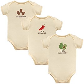 Touched by Nature Baby Organic Cotton Bodysuits, 3 Pack, Holy Guacamole, Pequeño