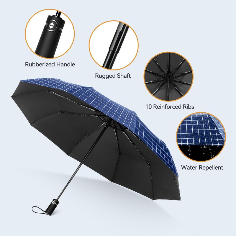 TechRise Umbrella Pocket Umbrella Storm Resistant Large -10 Ribs Windproof