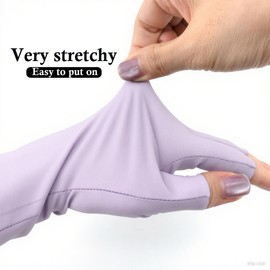 Qancekoo UV Gloves for Gel Nails Professional UPF50+ UV Protection Gloves for Driving Cycling Fishing Running (Purple)
