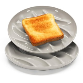 EVER TOAST. Toast and sandwich dinner plates. Reusable, unbreakable. Works for: Appetizers, pastries, pizza, tacos, grilled cheese. 8.5 inch. Set 2pcs