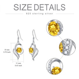925 Sterling Silver November Birthstone Earrings for Women Citrine Earrings Dangle Earrings Birthday Gifts Fine Jewelry for Women Girls