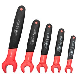 Powerbuilt 5-Piece Open End Insulated VDE Wrench Set, Rated for 1000V, Sizes 7mm-14mm, Electric and Hybrid Vehicles, Home Electrical and Car Repair - 642961