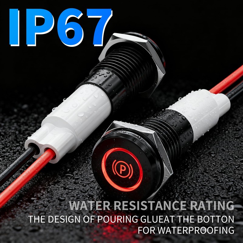 FILN 2PCS 10mm Small Symbols Indicator Light 12V DC IP67