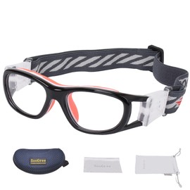 anteojos deportivas para niños, de baloncesto, fútbol, de seguridad, resistentes a los golpes, anteojos protectoras para niños, anteojos deportivas (marco negro, almohadilla naranja)