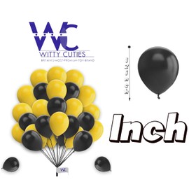 Plain Round Balloons 12 Inch Black & Yellow Balloons for Birthday Decorations Pack of 25 Latex Balloons for Kids Party Baby Shower Decorations Engagement Wedding Party.