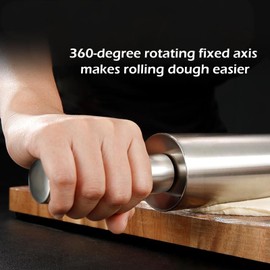 iziusy Rolling Pin (17 Inches), 304 Stainless Steel Roll Pins for Fondant, Pizza, Cookie, Pastry, Dough- Roller& Smooth Construction Essential Kitchen Utensil