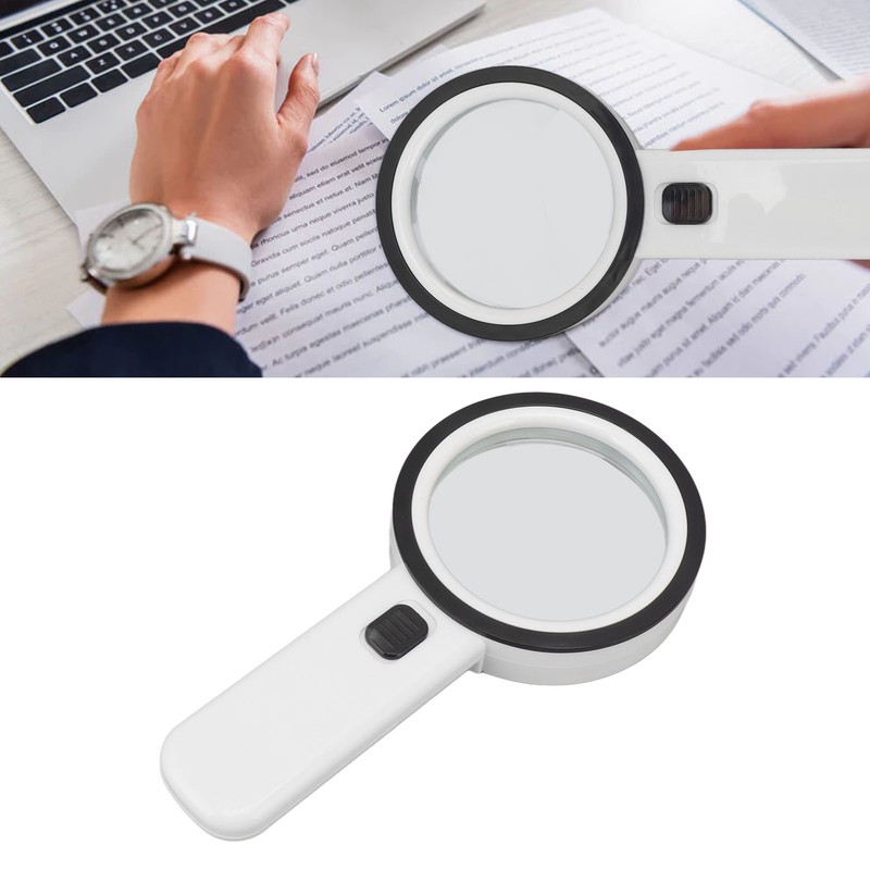 30X Handheld Large Magnifying Glass UV Banknote Inspection Magnifying Glass