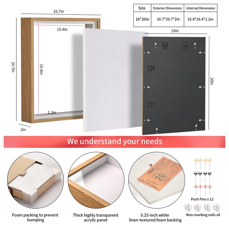MUXIUNT 16x20 Shadow Box Picture Frame Display Case with Soft
