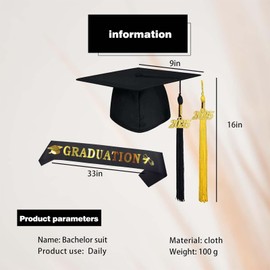 Bachelor Hat Graduate Hat 2023 Pendant Tassel Sash for College Bachelor Graduation Bachelor Graduation Gift for Men Women