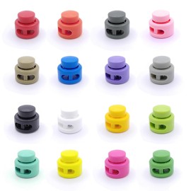 YFFSFDC 50 Pcs Colorful Cord Stoppers 2 Holes Cord Lock Spring String Closure Elastic Adjustable Buckle Outdoor Clothing Hat Shoelaces Replacement Repair Fasteners DIY Handmade Material