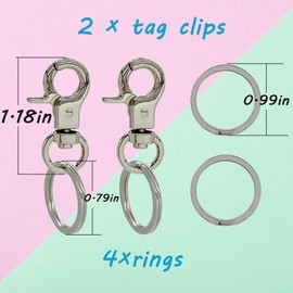 DORUI Dog Tag Clips 2 Pack Easy Change for Pet ID Tag Quick Clips Small Medium Large Dogs and Cats Collars|Silver|