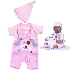 Pedolltree Reborn Baby Dolls Clothes 22 inches Girl Pink Overalls Outfit Sets for 20-23" Reborn Doll Clothes Newborn Doll Clothes Accessories