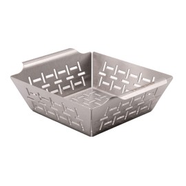 TENERO Grill Basket - Stainless Steel Grill Accessories for Fish, Meat & Vegetables, Vegetable Basket for All Grills or Ovens, 22 x 18 x 7 cm