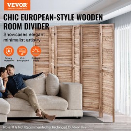 6-Panel 66.9 Inches Tall Portable Wood Folding Privacy Screen Indoor Louvered Partition Divider Decoration Room Divider ScreenNumber of Panels: 6-Panel, color: Burlywood Color