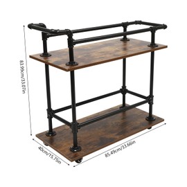 ZERNEIL Bar Cart for Home, 2-Tier Home Coffee Bar Serving Cart with Wheels and Handle, Rolling Small Island Cart for Kitchen Dining Living Room