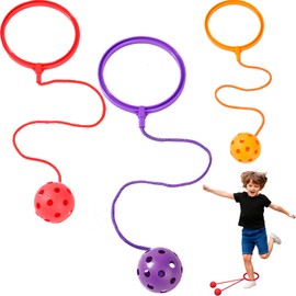 ZORVEXLYNX 3 Ankle Skip for Kids, Skip Ball Set with 3 Colors, Swingball Replacement Ball for Outdoor Exercise and Coordination Training,(Purple Orange Red)