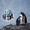 URONE Penguin Necklace Sterling Silver Penguin Animal Abalone Shell Pendant