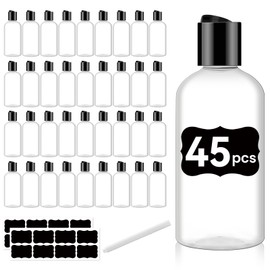 45 Pcs 8 oz Travel Bottles for Toiletries Plastic Clear Plastic Empty Bottles with Black Disc Top Caps Travel Containers for Shampoo Squeeze Refillable Containers for Toiletries Lotions Cream