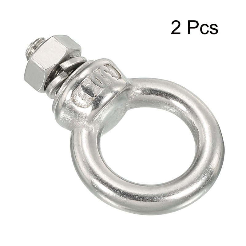 sourcing map M6 1/4"x0.47" Stainless Steel Eye Bolts Threaded Screw