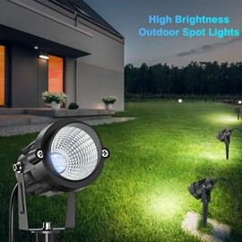Musuger High Brightness 1000LM Outdoor Spot Lights for Yard, 3500K Warm White Spot Lights Outdoor with 4.9FT Electric Cord, 10W LED IP66 Waterproof Landscape Spotlights for Garden Tree Flag - 2 Pack