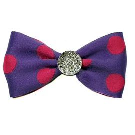 EmilyRose Couture Mini Ribbon Hair Bows with Rhinestones Group 2 (Alligator Clip, Purple & Pink Dots)