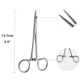 Pet Dog Ear/Nose Hair Puller Grooming Hemostat Locking Forceps Pliers, 4.9" (12.5cm) (Straight)