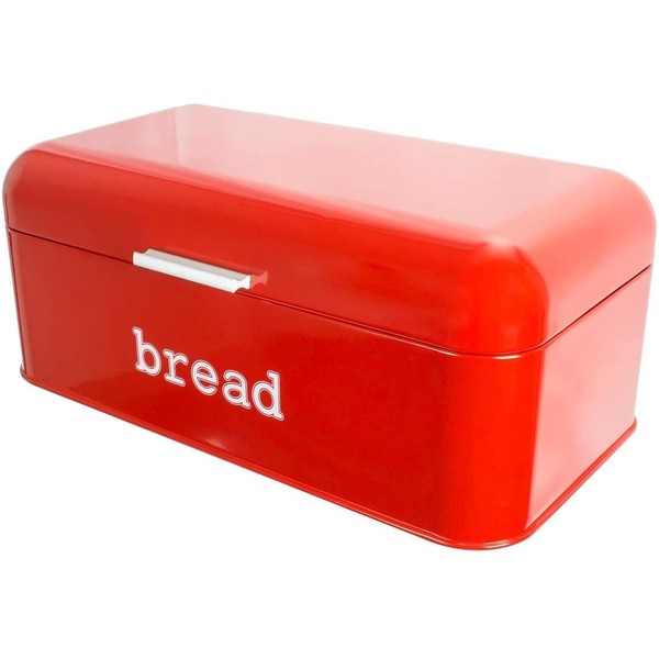 Vintage Stainless Steel Bread Box (Red 16.75 x 9 x 6.5 In)