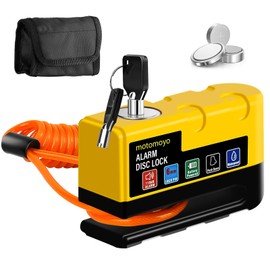 Brake Disc Lock with 110 dB Alarm System - High Security Motorcycle Lock, Waterproof, 1.5 m Recall Cable + Transport Bag for Motorcycle, E-Bike, Scooter (Universal)