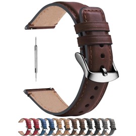 Fullmosa 3 colours polished watch strap 18/20/22 mm, leather strap YOLA with D-shape buckle for men and women.