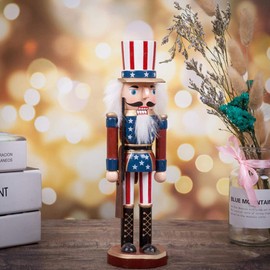 PRETYZOOM Nutcracker Figurine 9.8" Wooden Nutcracker Soldier Christmas Wood Ornaments Christmas Table Decoration for Christmas Party