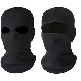 Set of 2 Black Balaclava MASK 1 and 2 Holes SAS Style Army SKI HAT Paintball Polyester