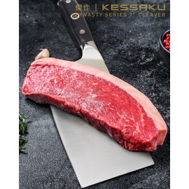 Kessaku 7-Inch Meat Cleaver Butcher Knife - Dynasty Series - Forged ThyssenKrupp German HC Steel - G10 Handle with Blade Guard