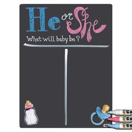 Cohas Baby Gender Reveal Voting Board with Basic Theme and Chalkboard Style Surface, 12 by 16 Inches, 3 Markers