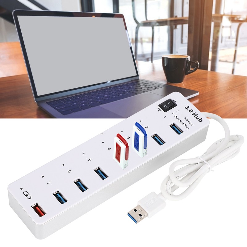USB3.0 7 High Speed Hub USB Fast Charging Interface ABS