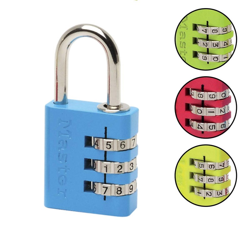 Master Lock 7630EURDCOL Combination Padlock in Aluminium, Random Color, 3