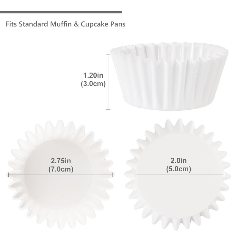 Caperci Heavy Duty Standard White Cupcake Liners 150 Counts -