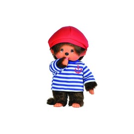 Bandai - Monchhichi - Kuscheltier Monchhichi Matrose - Ikonisches Affenkuscheltier der 80er Jahre, Superweiches Kuscheltier 20 cm für Kinder - Spielzeug für Kinder ab 2 Jahren - Matrosen-Junge - 20073