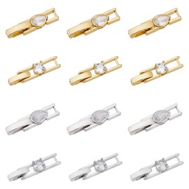 UNICRAFTALE Pack of 12 2 Colours 18 Carat Gold-Plated Folding Clasp Extension Jewellery Clasp 2 Styles Crystal Rhinestone Clasps Rectangular Necklaces Bracelet Extension for Jewellery Making