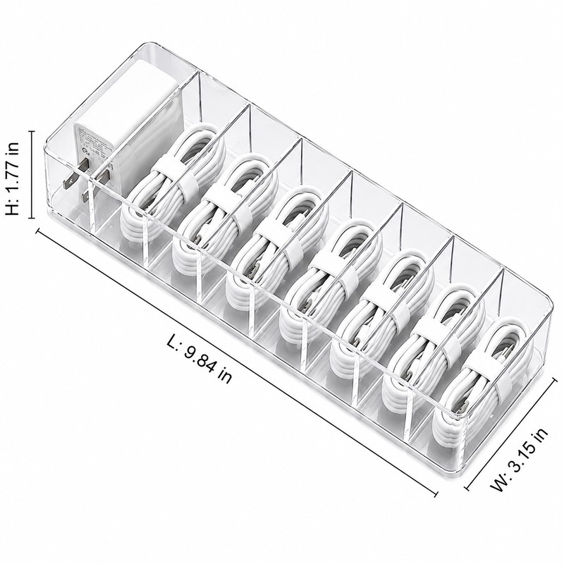 Transparent Cable Storage Box – Clear Cord, Charger & Small