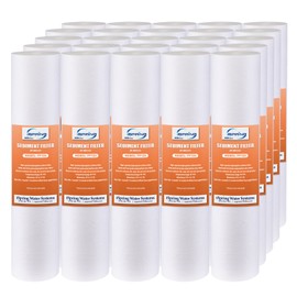 iSpring FP120X25 10" x 2.5" Universal Multi-layer Water Sediment Filter Replacement Cartridges 20 Micron, 25 Pack, White