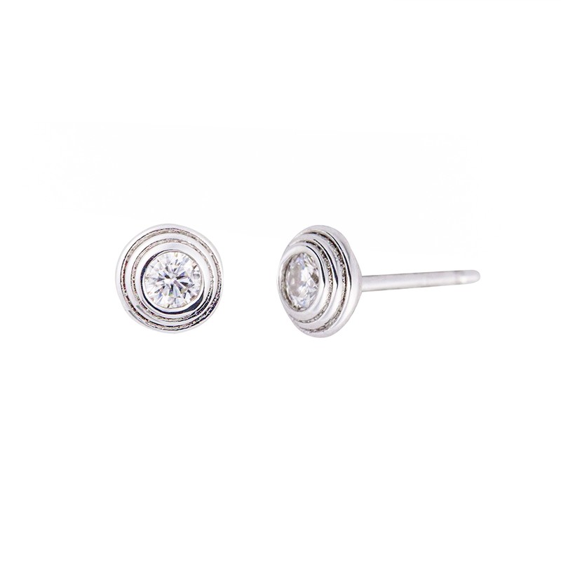 Gold & Deer G-DIA Moissanite Part 1 Bezel Stud Earrings