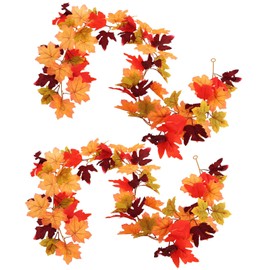 com-four® 2 x Autumn Garland Made of Artificial Maple Leaves - Decorative Chain 175 cm - Autumn Hanging Decoration for Indoor Use - Leaves Vine as Table Decoration, Wall Hanging, Window Decoration,