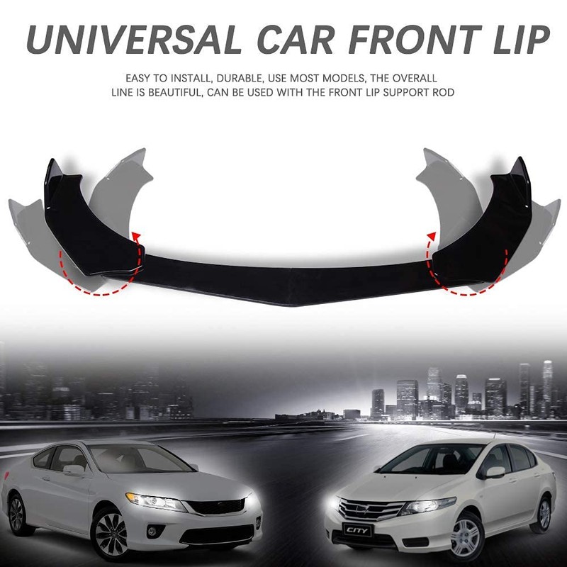 DREAMIZER Universal Front Bumper Lip Strut Rod Spoiler Wing Wide