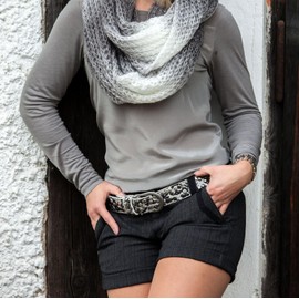 styleBreaker 03010008 Rivets Belt in Vintage Style with Real Leather Can Be Shortened - antique brown Plain, size: 80cm